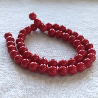 8 mm jade piros gyöngy szálban