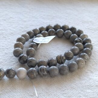 8 mm jaspis silver ásványgyöngy szálban