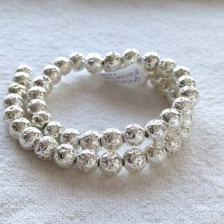 8 mm hematitos ezüst lávakő gyöngy szálban