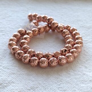 8 mm hematitos rosegold lávakő gyöngy szálban