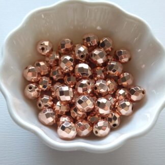 8 mm fazettált rosegold hematit gyöngy