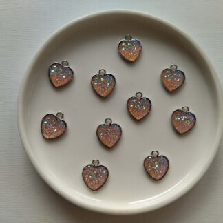 Acél druzy szív medál barack