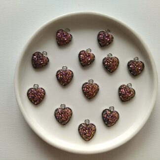 Acél druzy szív medál barna