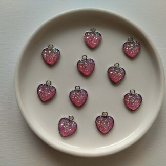 Acél druzy szív medál rózsaszín