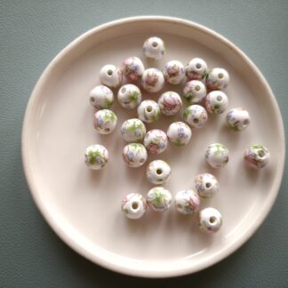 10 mm porcelán gyöngy pasztell virágos