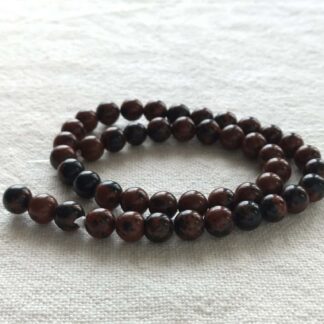 8 mm obszidián mahagóni ásványgyöngy szálban