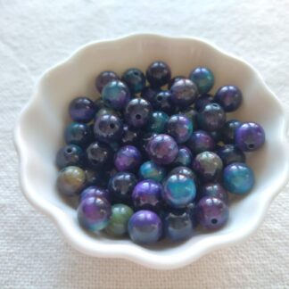 8 mm tigrisszem lila - kék ásványgyöngy