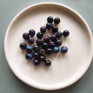 8 mm tigrisszem lila - kék gyöngy