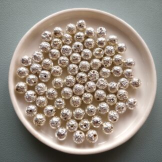8 mm hematitos ezüst lávakő gyöngy