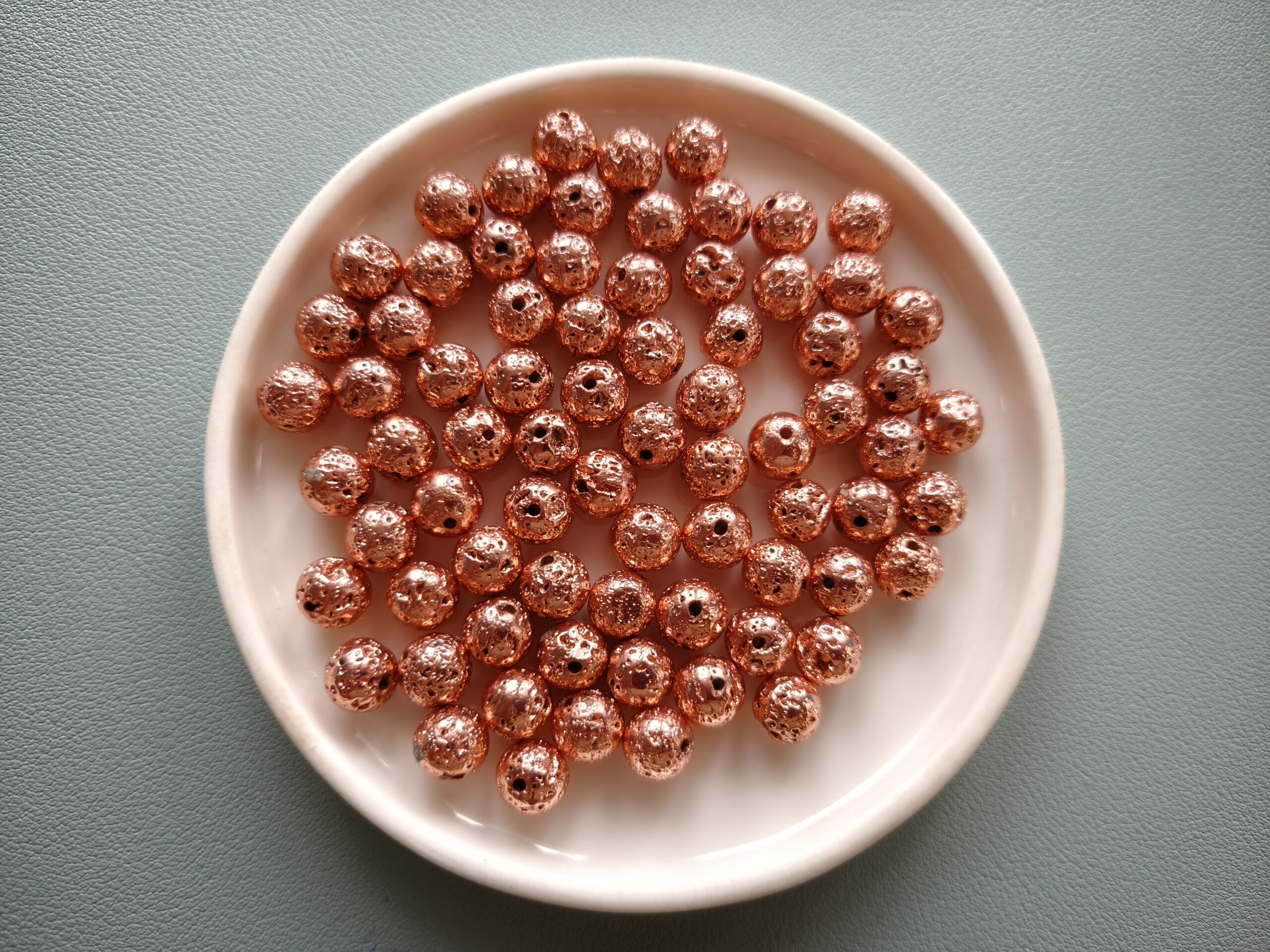8 mm hematitos rosegold lávakő gyöngy